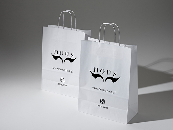 25x11x33 torba papierowa biała ekologiczna kraft z nadrukiem reklamowym 