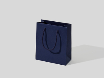 17x8x20 torebka papierowa premium ekologiczna nielaminowana granatowa bez nadruku, papier barwiony w masie