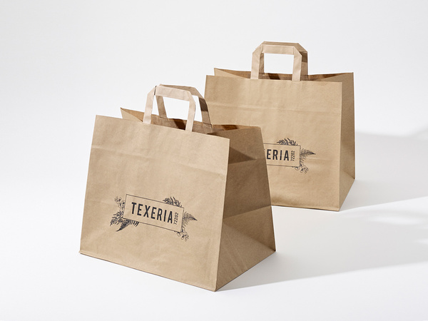 32x21x26 XL torba papierowa kraft brązowa cateringowa z nadrukiem reklamowym