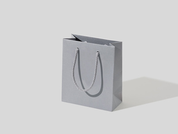 17x8x20 torebka papierowa premium ekologiczna nielaminowana szara, bez nadruku, papier barwiony w masie