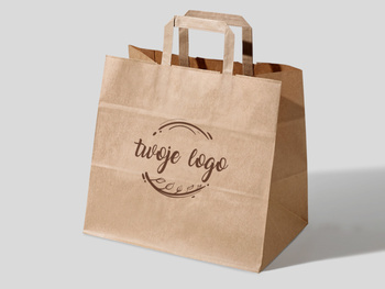 34x20x35 XXL torba papierowa kraft brązowa cateringowa z nadrukiem reklamowym