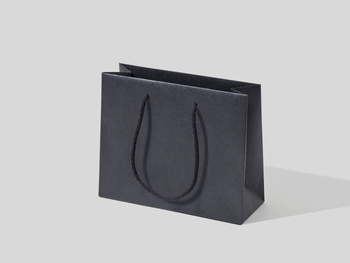 24x9x20 torebka papierowa premium ekologiczna czarna nielaminowana, bez nadruku, papier barwiony w masie