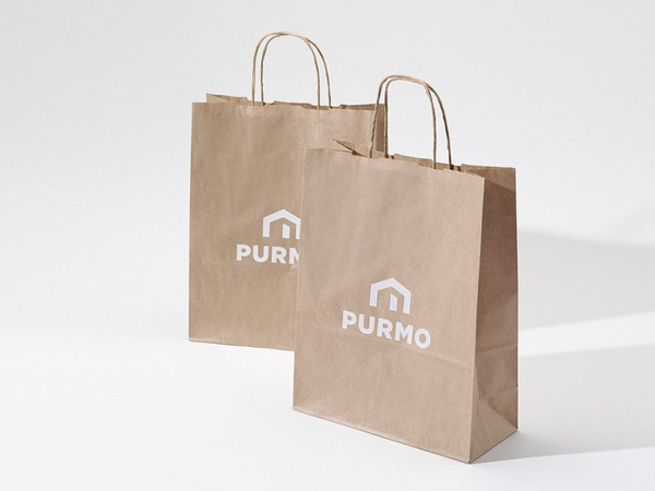 22x10x28 torba ekologiczna brązowa papierowa kraft z nadrukiem reklamowym