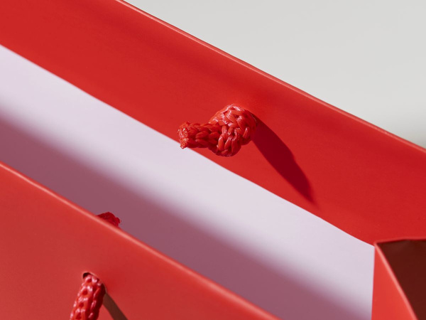 24x9x20 CCM RED torebka papierowa premium czerwona laminowana matowa bez nadruku