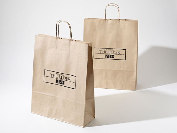 22x10x28 torba ekologiczna brązowa papierowa kraft z nadrukiem reklamowym