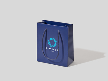 17x8x20 torebka  papierowa premium granatowa laminowana matowa z nadrukiem reklamowym