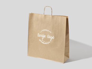 32x17x35 torba ekologiczna brązowa papierowa z nadrukiem reklamowym 1 kolor pantone