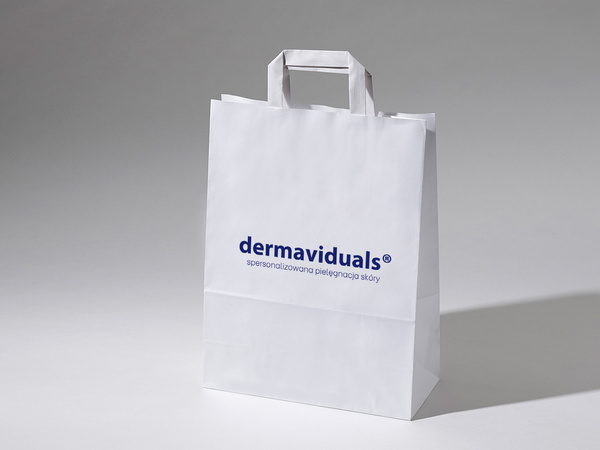 25x11x33 torba papierowa biała kraft z nadrukiem reklamowym