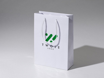 24x9x34 torba premium biała laminowana błyszcząca z nadrukiem reklamowym