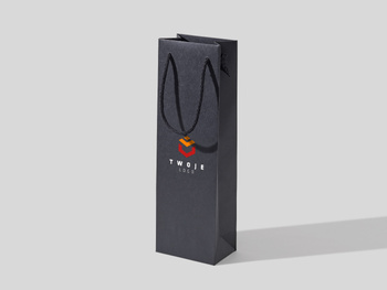 12x8x38 torba papierowa premium ekologiczna czarna z nadrukiem reklamowym