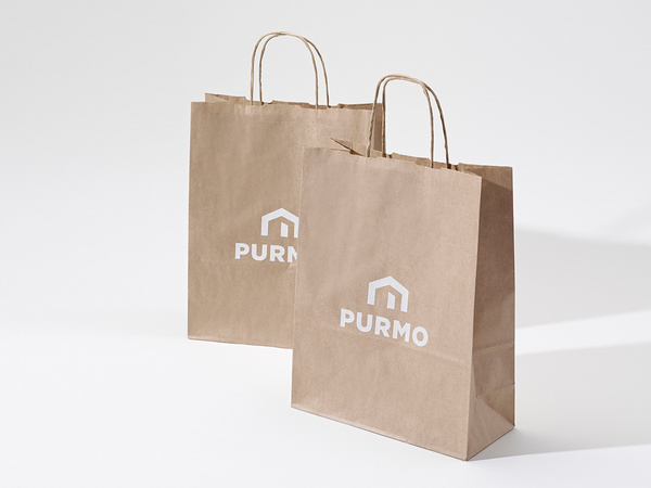 18x8x22 torebka ekologiczna brązowa papierowa kraft z nadrukiem reklamowym