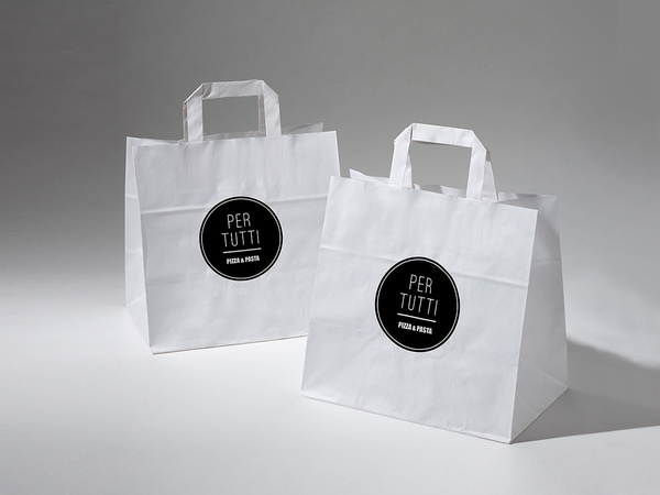 32x21x26 XL torba papierowa kraft biała cateringowa z nadrukiem reklamowym