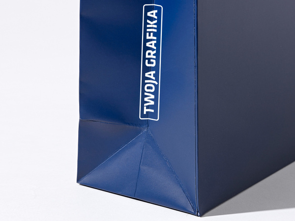 24x9x20 torba papierowa premium granatowa laminowana matowa z nadrukiem reklamowym
