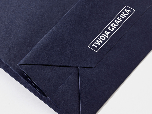12x8x38 torba papierowa premium niebieska ekologiczna, papier 160g z nadrukiem reklamowym