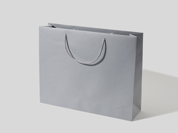 45x12x36 torba papierowa premium ekologiczna nielaminowana szara, bez nadruku, papier barwiony w masie