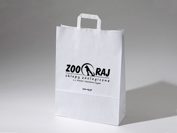 32x12x41 torba papierowa biała kraft z nadrukiem reklamowym