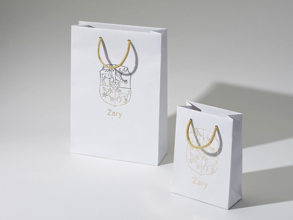 24x9x34 torba papierowa premium ekologiczna biała z nadrukiem reklamowym