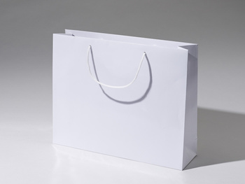 45x12x36 torba papierowa premium biała laminowana błyszcząca bez nadruku