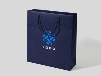 36x12x40 torba papierowa premium niebieska ekologiczna z nadrukiem reklamowym, papier 160g