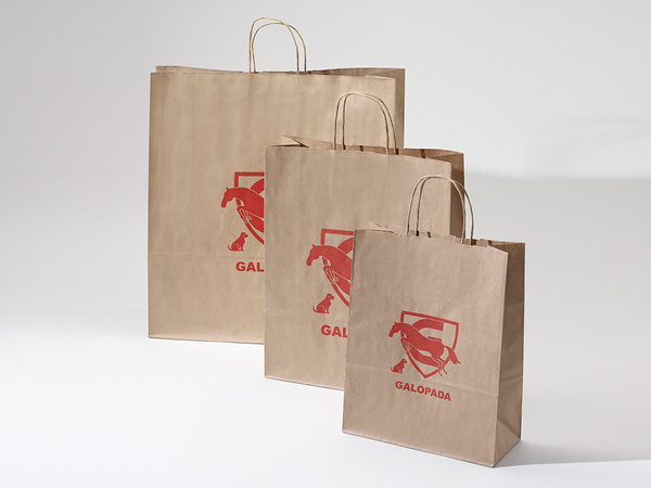 34x20x35 torba ekologiczna brązowa papierowa kraft z nadrukiem reklamowym