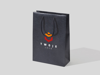 24x9x34 torba papierowa premium ekologiczna czarna z nadrukiem reklamowym