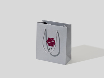 17x8x20 torebka papierowa premium ekologiczna szara z nadrukiem reklamowym