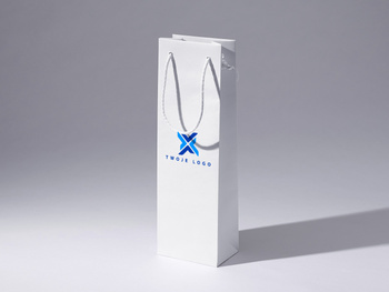 12x8x38 torba papierowa premium ekologiczna biała z nadrukiem reklamowym