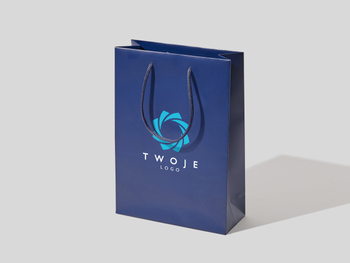 24x9x34 torba papierowa premium granatowa laminowana matowa z nadrukiem reklamowym