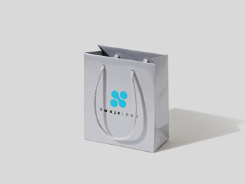 17x8x20 torebka  premium srebrna laminowana błyszcząca z nadrukiem reklamowym