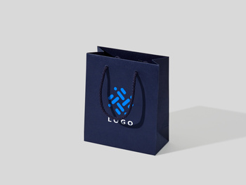 17x8x20 torebka papierowa premium granatowa , papier 160g z nadrukiem reklamowym