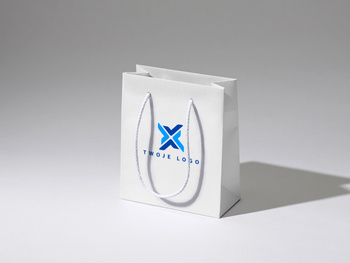 17x8x20 torba ekologiczna premium biała z nadrukiem reklamowym