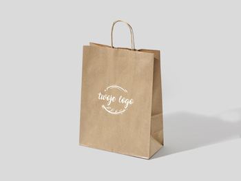 25x11x33 torba torba ekologiczna brązowa papierowa kraft z nadrukiem reklamowym