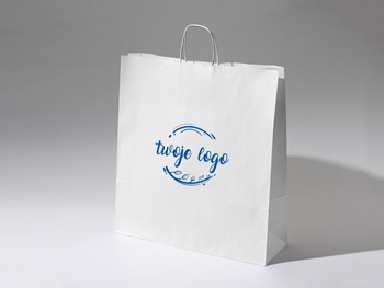 34x20x35 torba papierowa biała ekologiczna kraft z nadrukiem reklamowym 