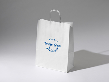 25x11x33 torba papierowa biała ekologiczna kraft z nadrukiem reklamowym 