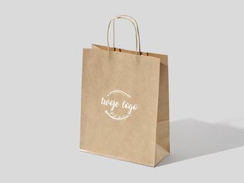 22x10x28 torba ekologiczna brązowa papierowa kraft z nadrukiem reklamowym