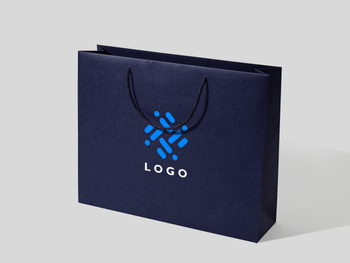 45x12x36 torba papierowa ekologiczna premium granatowa, papier 160g z nadrukiem reklamowym