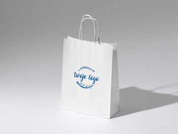 18x8x22 torebka papierowa biała ekologiczna kraft z nadrukiem reklamowym 